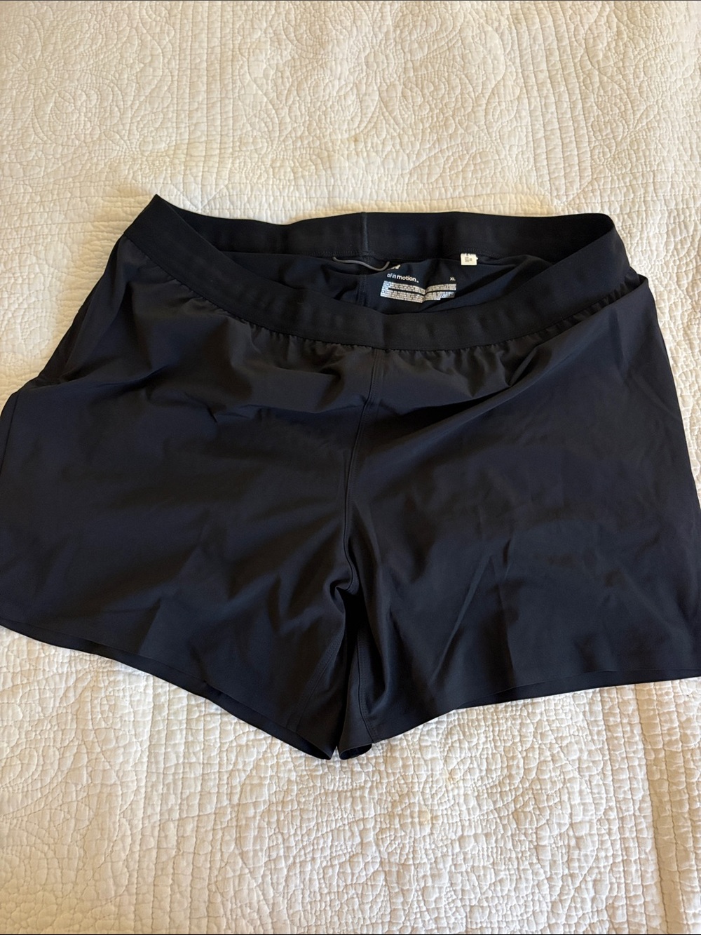 All Motion Mens Lined Black Athletic Shorts